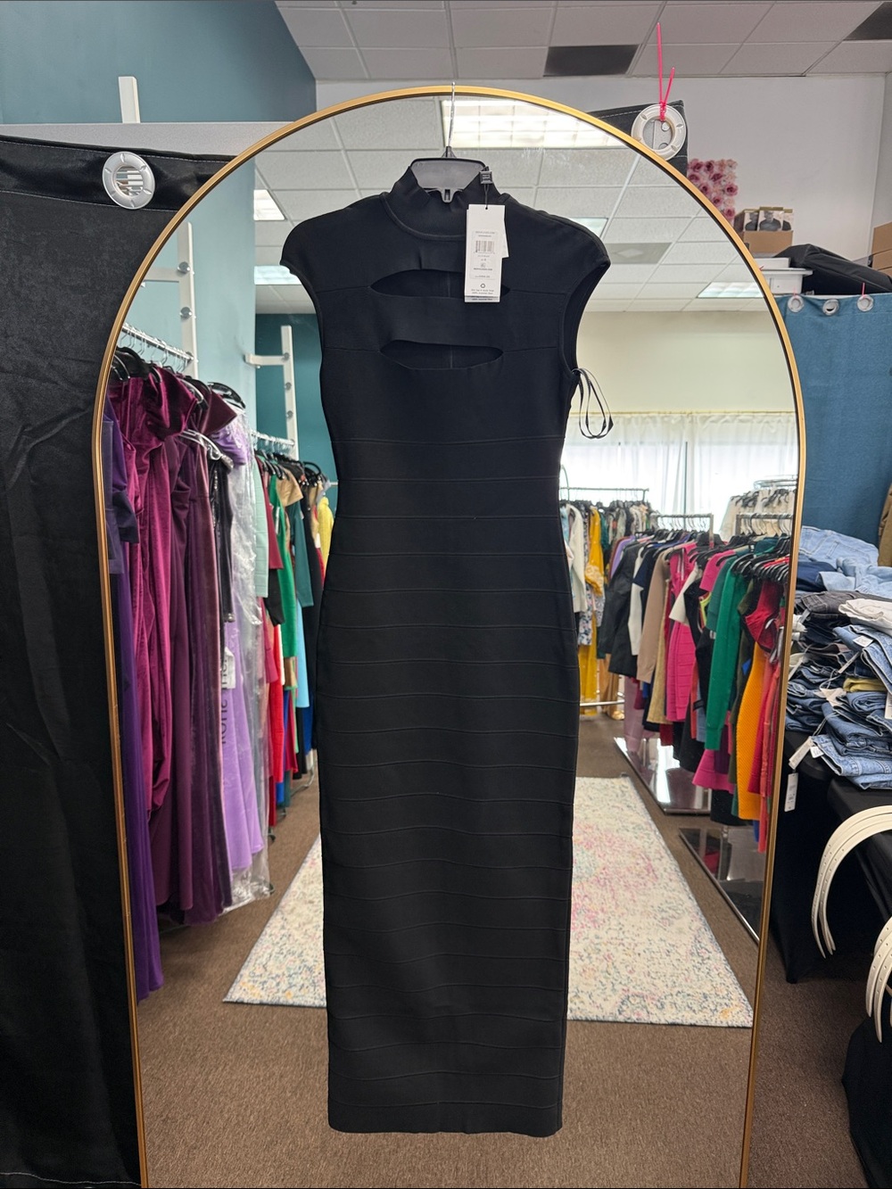 Herve LegerIcon Cap Sleeve Gown  ICO8393866 BLACK NWT